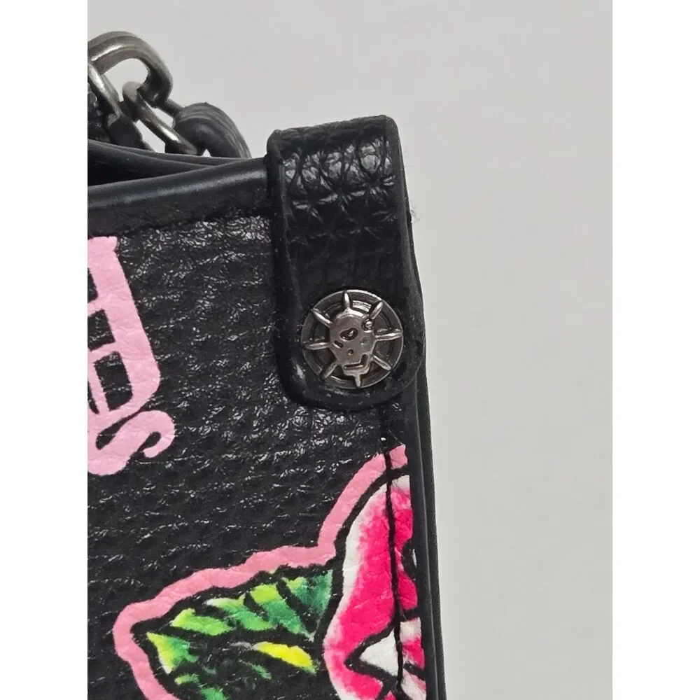 Ed Hardy Vintage Tattoo Print Satchel Bag | Black Rose Skull Y2K Handbag | EUC